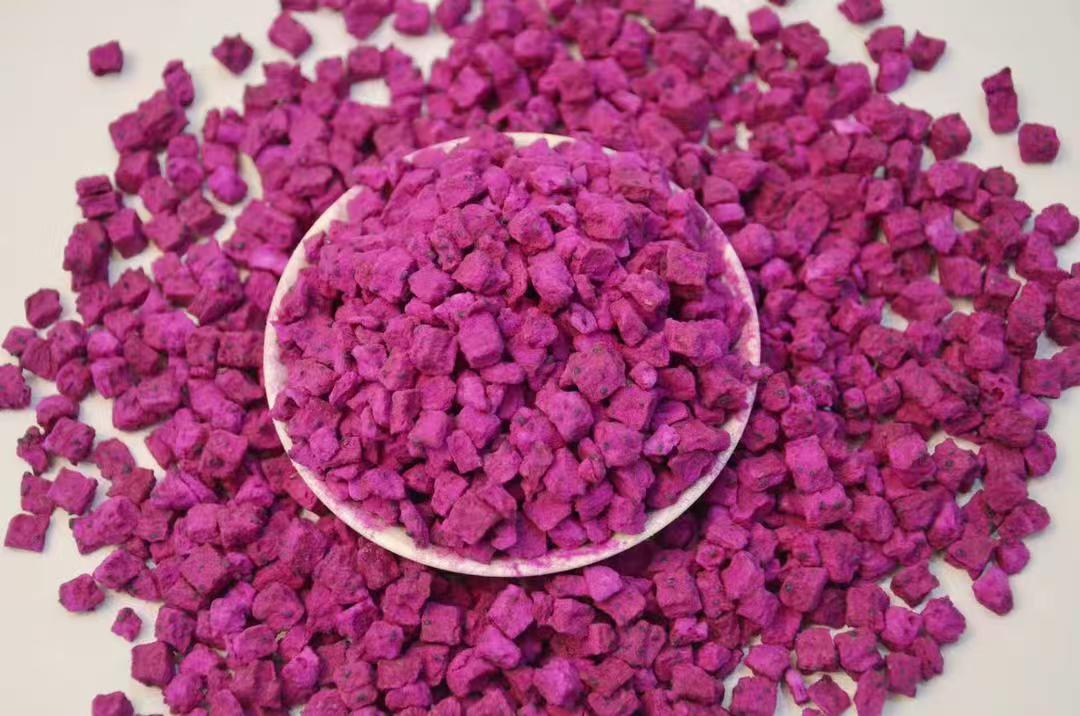 freeze dried dragon fruit cubes for private label snacks
