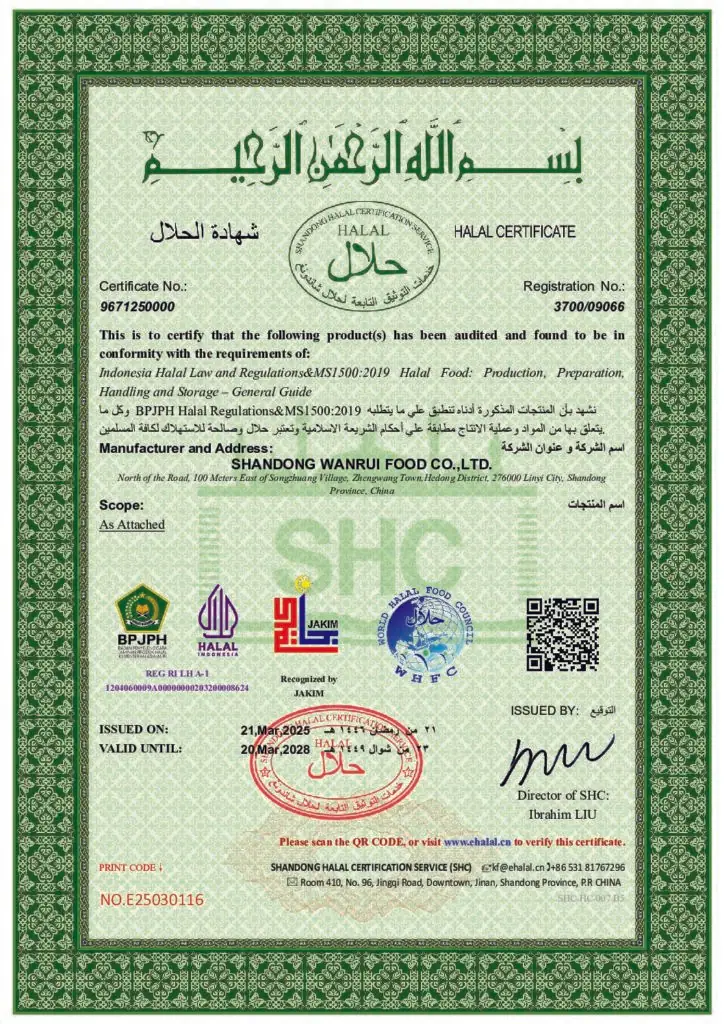 food manufacturing certificate GlobalCrispy HALAL
