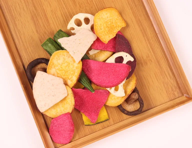 Sweet potato slices in a mixed vegetable crisp assortment